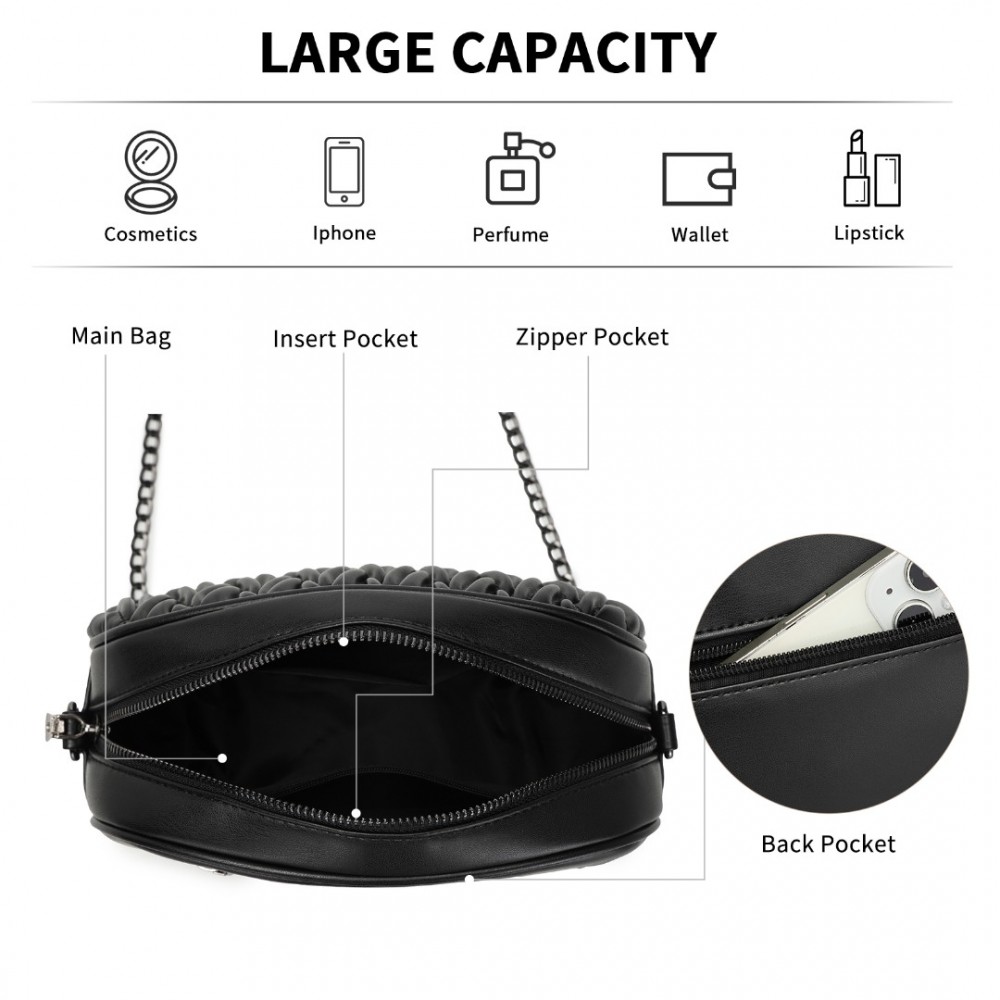 Dámska prešívaná crossbody kabelka Miss Lulu MSM2449 - čiernaMSM2449-BK-(8)-1000x1000